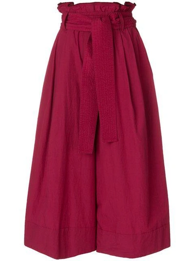 Shop Forte Forte Belted Wide Leg Culottes In Red