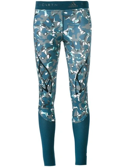 Shop Adidas By Stella Mccartney Camouflage Print Leggings - Blue