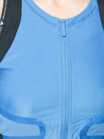 Shop Adidas By Stella Mccartney Zip Front Running Tank In Blue