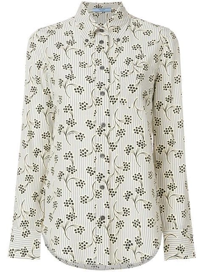 Shop Prada Floral Print Striped Shirt