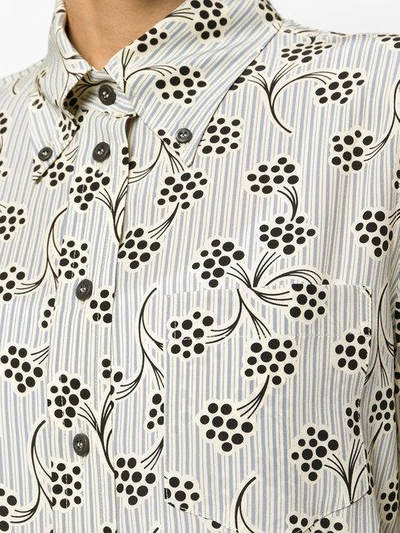 Shop Prada Floral Print Striped Shirt