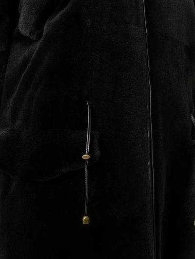 Shop Liska Hooded Fur Coat In Black