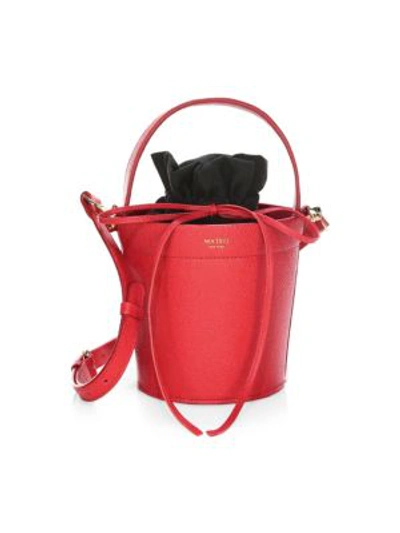 Shop Mateo New York The Madeline Leather Bucket Bag In Rouge