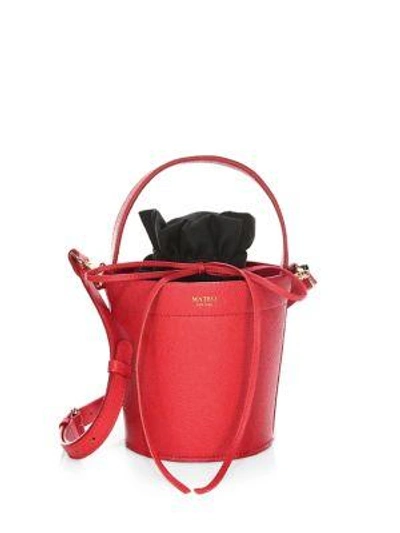 Shop Mateo New York The Madeline Leather Bucket Bag In Rouge