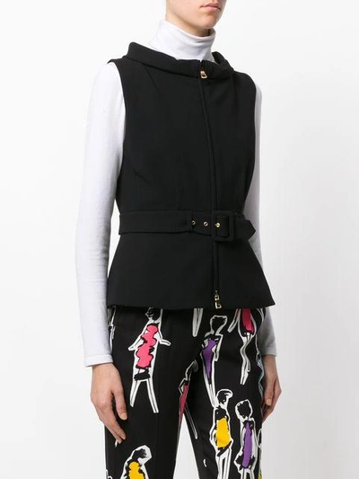 Shop Boutique Moschino Belted Waistcoat In Black