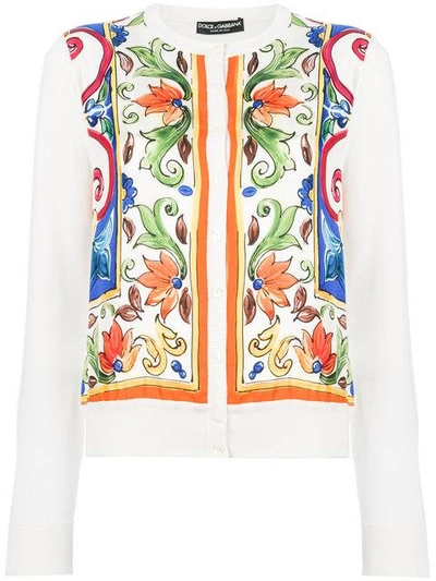 Shop Dolce & Gabbana Majolica Print Cardigan In Multicolour