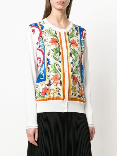 Shop Dolce & Gabbana Majolica Print Cardigan In Multicolour