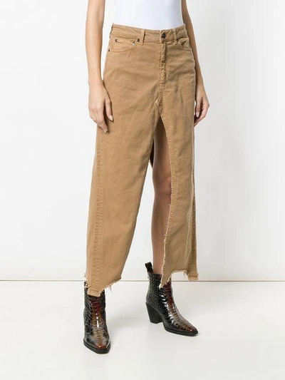 Shop Dondup Front Slit Skirt - Brown