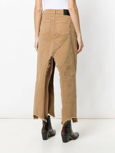Shop Dondup Front Slit Skirt - Brown