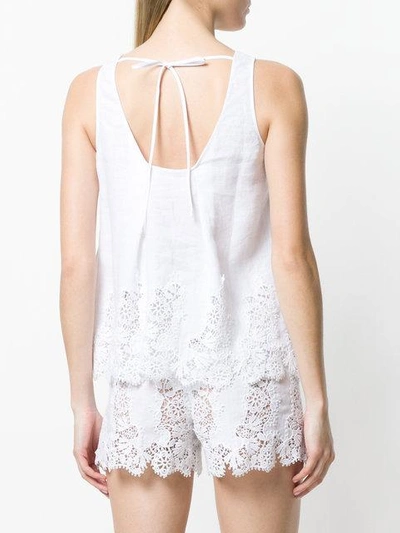 Shop Ermanno Scervino Sleeveless Lace-trimmed Top - White