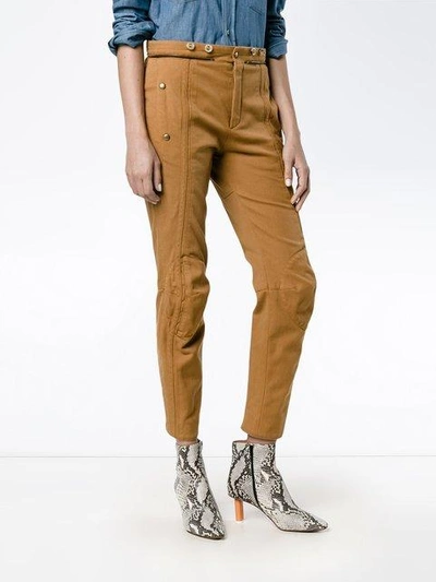 Shop Chloé Biker Cropped Trousers In Brown