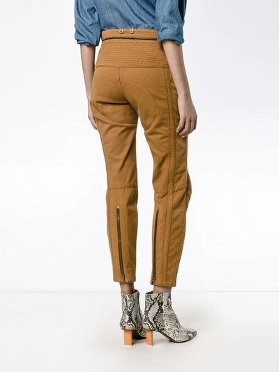 Shop Chloé Biker Cropped Trousers In Brown
