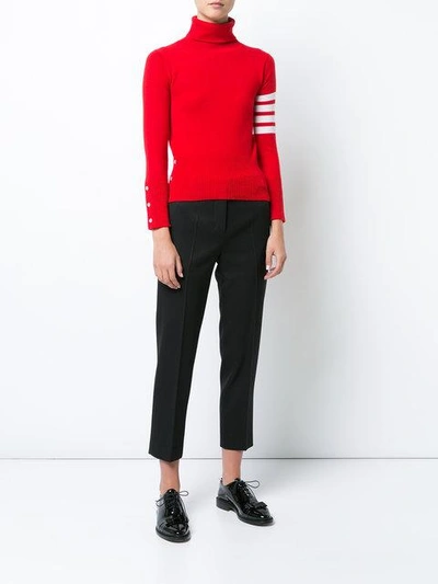 Shop Thom Browne 4-bar Stripe Turtle-neck Jumper In Red