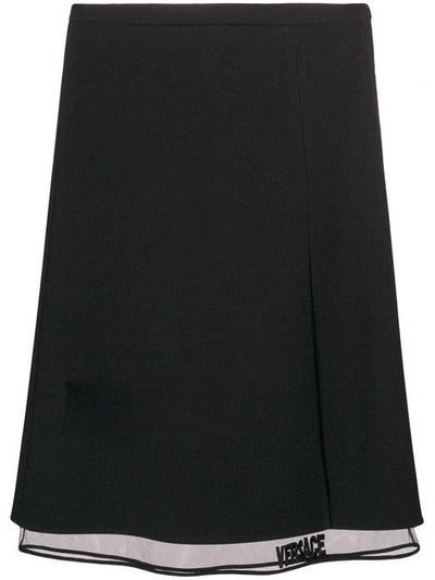 Shop Versace Midi Layered Skirt In Black