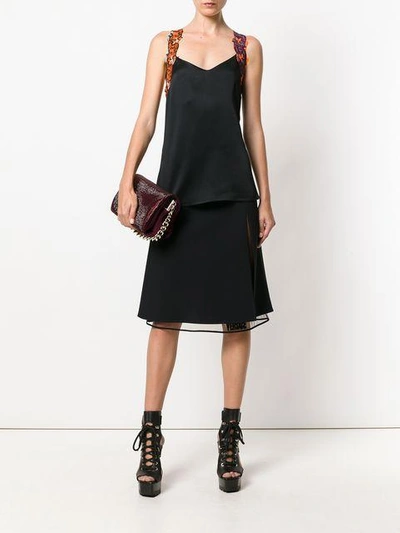 Shop Versace Midi Layered Skirt In Black