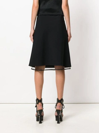 Shop Versace Midi Layered Skirt In Black