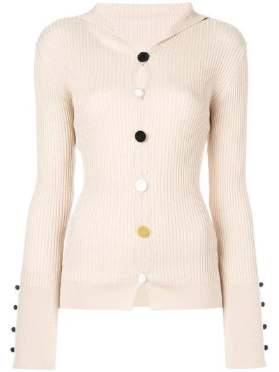 Shop Jacquemus Ribbed Button Front Cardigan - Neutrals In Nude & Neutrals