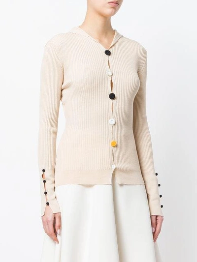 Shop Jacquemus Ribbed Button Front Cardigan - Neutrals In Nude & Neutrals