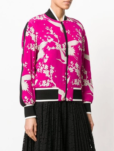 Shop N°21 Nº21 Floral And Bird Print Bomber Jacket - Pink