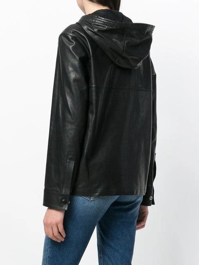 Shop Saint Laurent Leather Long-sleeve Shirt In Black
