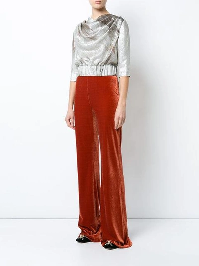 Shop Christian Siriano Cropped Sleeves Blouse