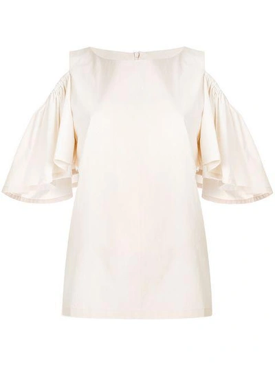 Shop Neul Pleated Sleeve Top In Neutrals