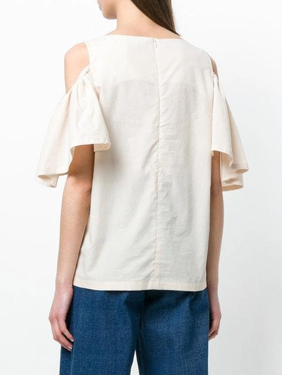 Shop Neul Pleated Sleeve Top In Neutrals
