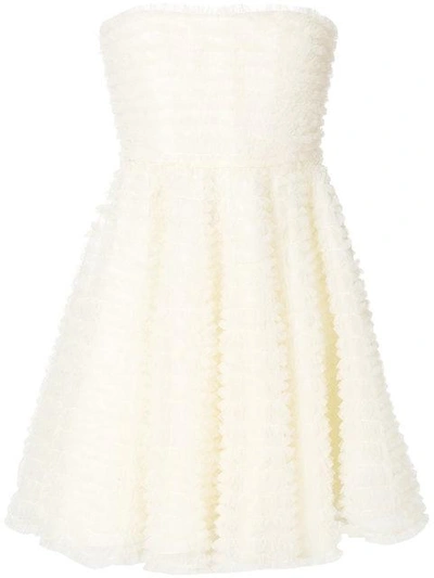 Shop Dsquared2 Strapless Micro-frilled Dress In Yellow