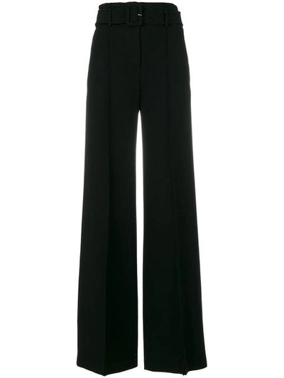 Shop Theory Belted Stretch High Waist Trousers In Black