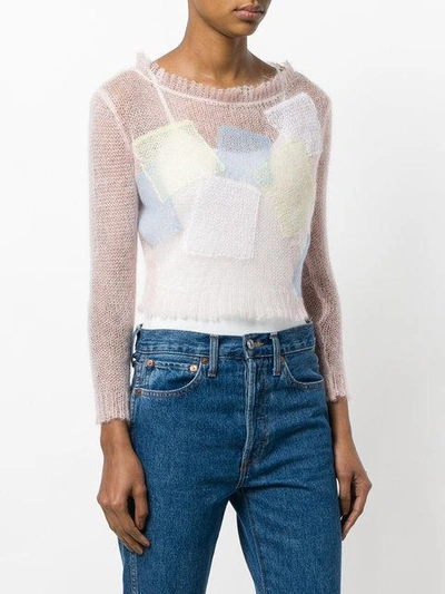 Shop Loewe Patchwork Cropped Jumper - Pink