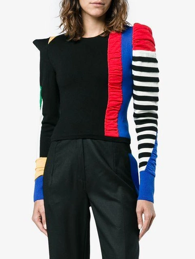 Shop Ronald Van Der Kemp Patchwork Ruched Wool Sweater