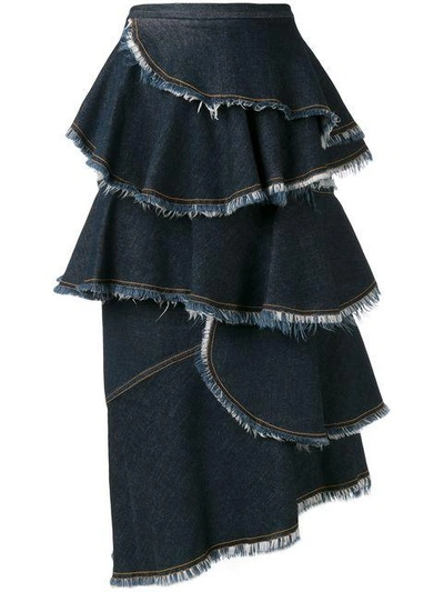 Shop Antonio Marras Layered Denim Skirt
