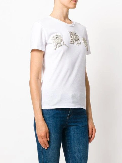 Shop Alexander Mcqueen Embroidered Appliqués T-shirt - White