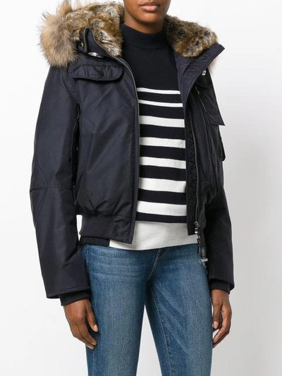 Shop Parajumpers Cropped Hooded Parka In Blue
