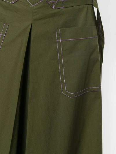 Shop Marni Contrast Stitch Skirt In Green