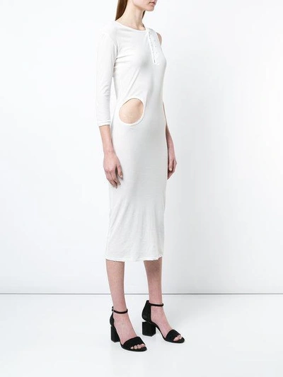 Shop Yohji Yamamoto Asymmetric Fitted Dress In White