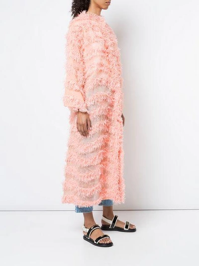 Shop Tsumori Chisato Long Frayed Kimono In Pink