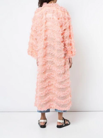 Shop Tsumori Chisato Long Frayed Kimono In Pink