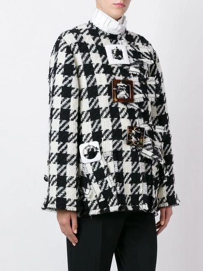 Shop Dolce & Gabbana Checked Boxy Coat - Black