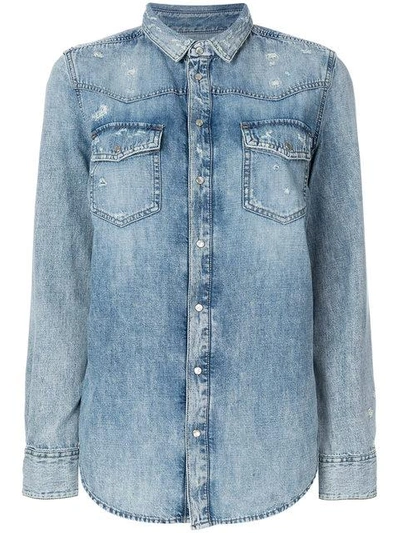 Shop Diesel Distressed Denim Shirt - Blue