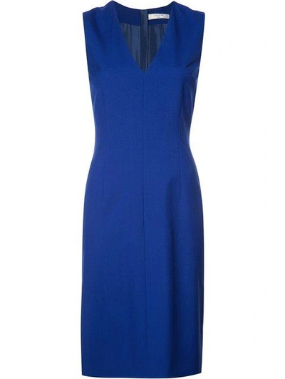 Shop Lanvin V-neck Shift Dress In Blue