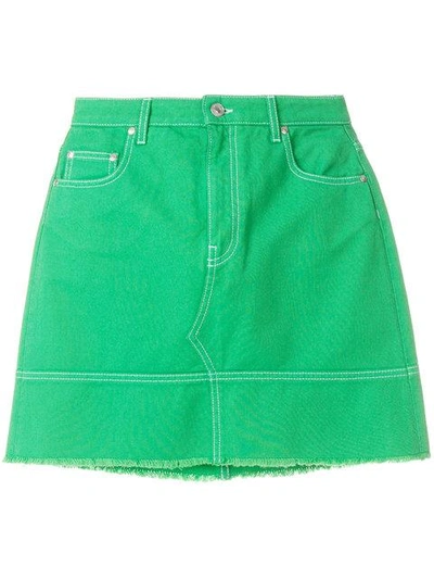 Shop Msgm Straight Denim Skirt - Green