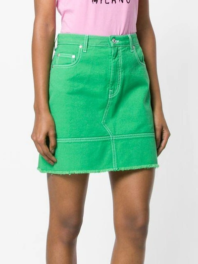 Shop Msgm Straight Denim Skirt - Green