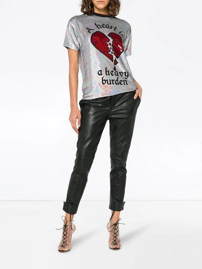 Shop Ashish Pailletten-t-shirt Mit Herzmotiv In Metallic