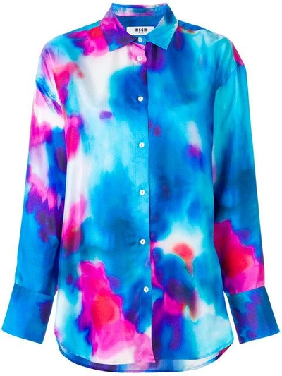 Shop Msgm Oversize Dyed Shirt In Multicolour
