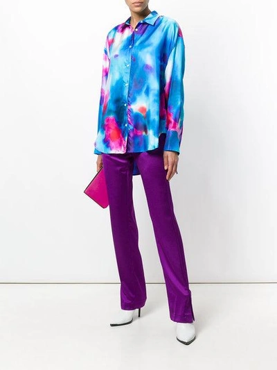 Shop Msgm Oversize Dyed Shirt In Multicolour
