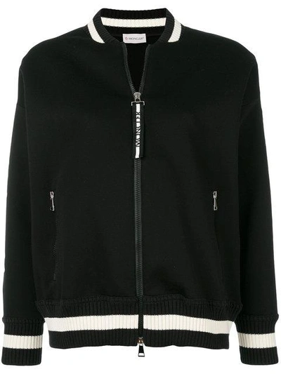 Shop Moncler Zip Front Sweatshirt In Black