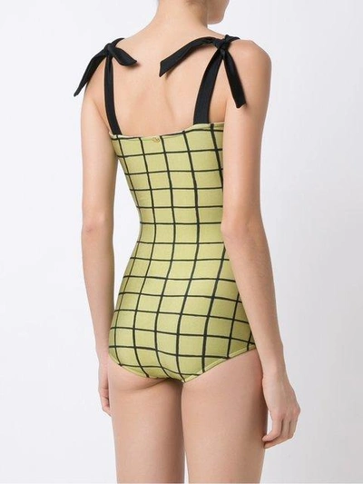 Shop Adriana Degreas Grid Swimsuit In Green