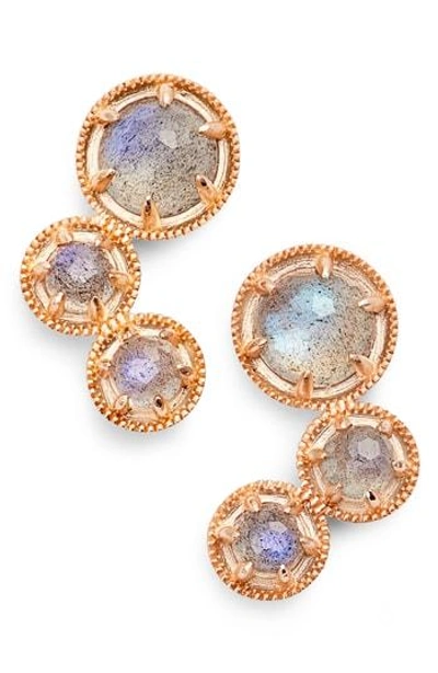 Shop Nadri Cleo Doublet Ear Crawlers In Moonstone/ Rose Gold