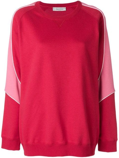 Shop Valentino Oversized Varsity Sweatshirt In Red